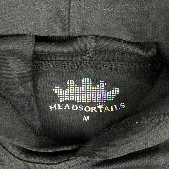 Heads Or Tails Split Skull Pullover Sweatshirt Hoodie Mens M Crown Black Gold - Picture 3 of 10